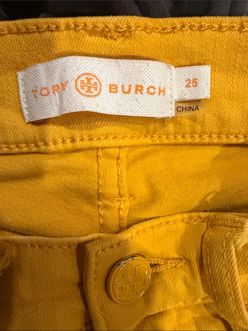 Tory Burch High-Rise Yellow Straight-Leg Jeans - Picture 8 of 10